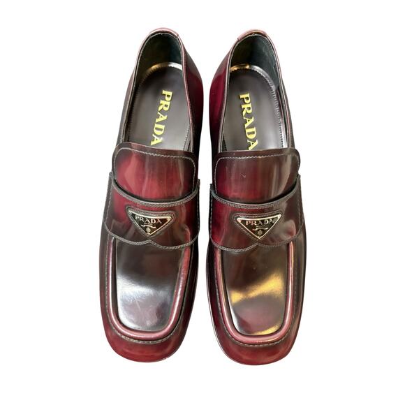 Prada Other - Prada Leather Platform Loafers Luxury Designer Italy Made Red Brown Men's Size 9
